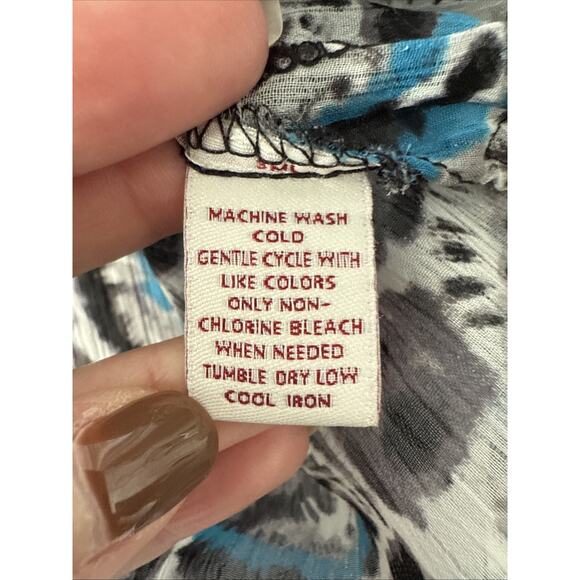 JM Collection Women’s Petite 16 Whimsigoth Sheer Colorful Metallic Blouse Boho - Picture 8 of 12